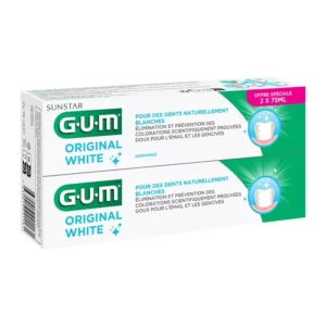 dentifrice GUM Original White en format promotionnel spécial de 2 × 75 ml
