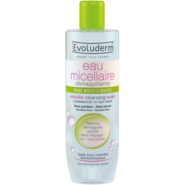 Evoluderm Eau Micellaire Démaquillante pour Peaux Mixtes à Grasses