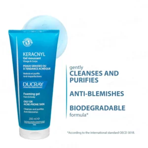 Ducray Keracnyl Gel Moussant 200 ml peaux grasses ou a tendance acnéique