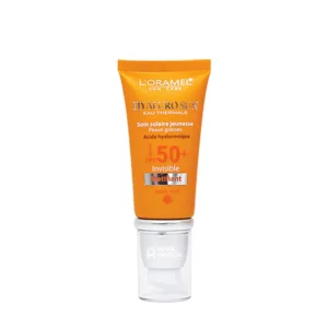 l’oramel hyaluro Sun écran invisible spf50+ PG 40mlavec Gel nettoyant visage gratuit