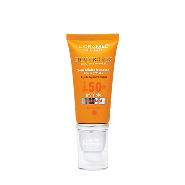 l’oramel hyaluro Sun écran invisible spf50+ PG 40mlavec Gel nettoyant visage gratuit