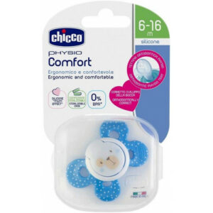 Chicco sucette physio confort en silicone bleu 6-16 mois