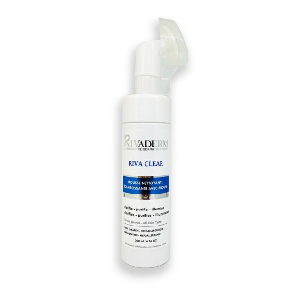 RIVADERM RIVA CLEAR Mousse Nettoyante Éclaircissante + brosse, format 200 ml :