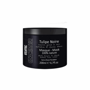 Startec Paris Masque Tulipe Noire s’utilise sur les cheveux châtains, châtain foncé ou noirs.