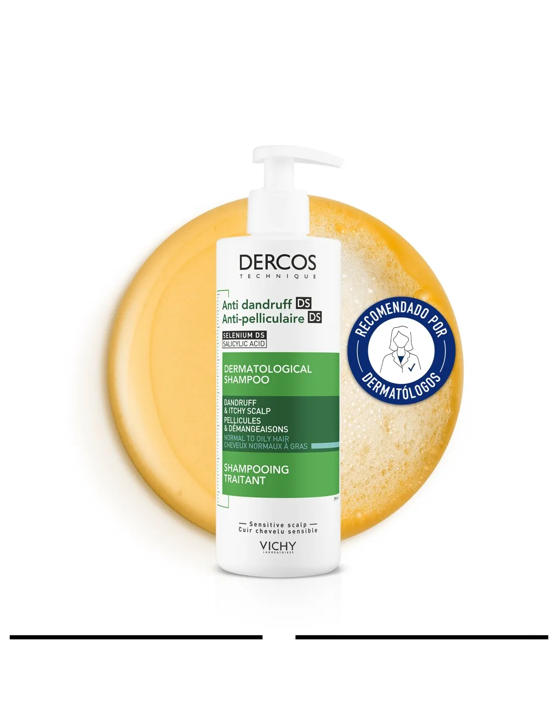 Vichy dercos anti-pelliculaire shampooing traitant cheveux normaux a gras 200ml