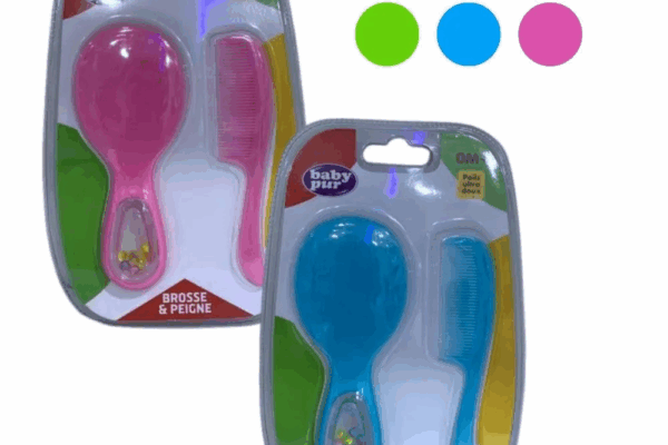 baby pur brosse et peigne hochet 0m+