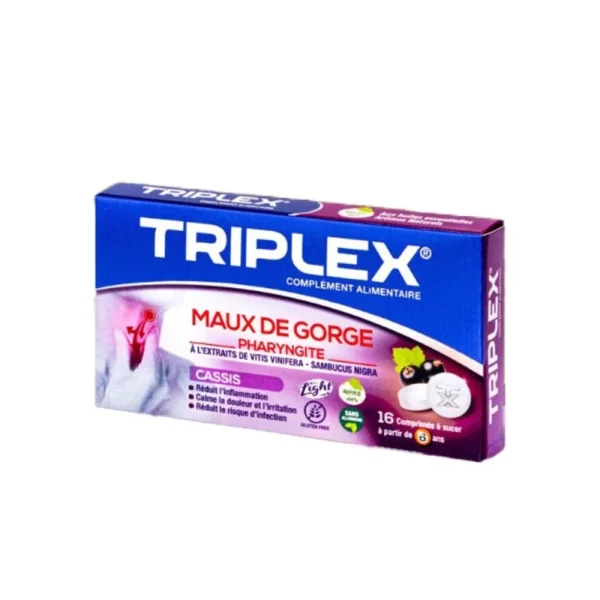 Triplex maux de gorge Cassis comprimé à sucer 16cp